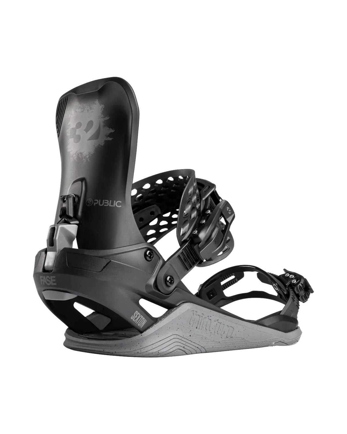 Basin Public FASE Bindings Thirtytwo PUBLIC BLACK/GRAY / S Rider Driven Snowboarding Snow Premium T.27.BNU.PUB.570.2S.1 7630961803469