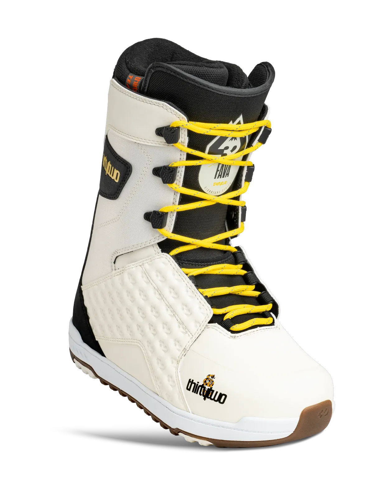 Lashed Fava Boots Thirtytwo White / Black / Yellow / 7 Rider Driven Snowboarding Snow Premium T.27.BTM.LSF.118.070.1 7630961800277